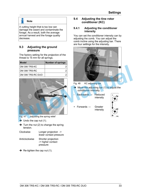 Massey Ferguson DM 306 Disc Mower TRS-KC, TRS-RC, TRS-RC DUO Operators Manual-2