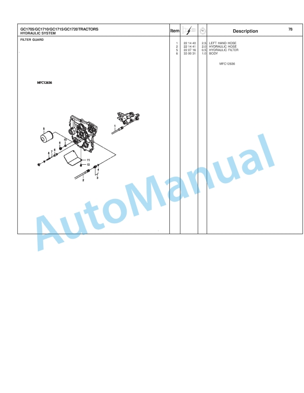Massey Ferguson GC1705, GC1710, GC1715, GC1720 Compact Tractor Repair Time Schedule 4283497M2-3