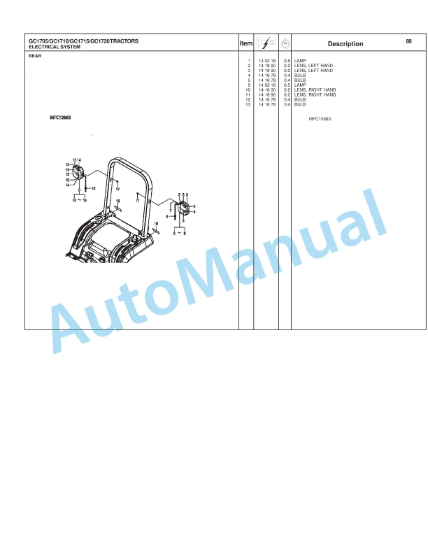 Massey Ferguson GC1705, GC1710, GC1715, GC1720 Compact Tractor Repair Time Schedule 4283497M2-4