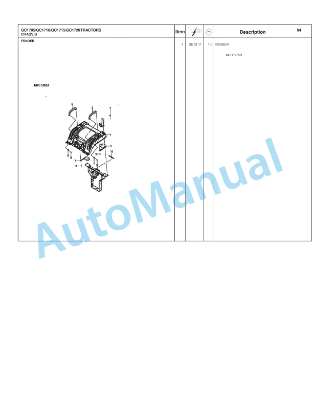 Massey Ferguson GC1705, GC1710, GC1715, GC1720 Compact Tractor Repair Time Schedule 4283497M2-5