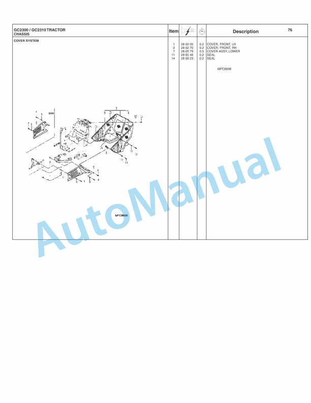 Massey Ferguson GC2300, GC2310 Tractor Repair Time Schedule 4283091M1-5