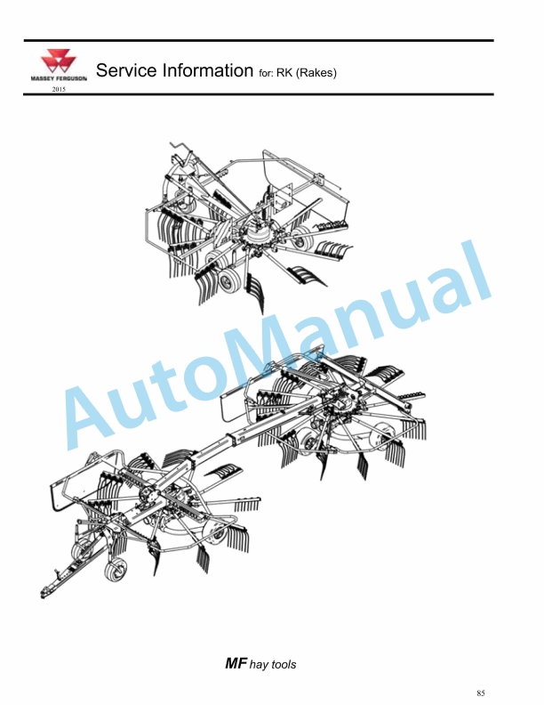 Massey Ferguson Hay Tool NA Disc Mowers - Tedders - Rakes Workshop Manual-3