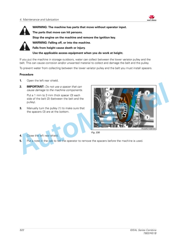 Massey Ferguson IDEAL Series Combine Operators Manual 79037451B-3