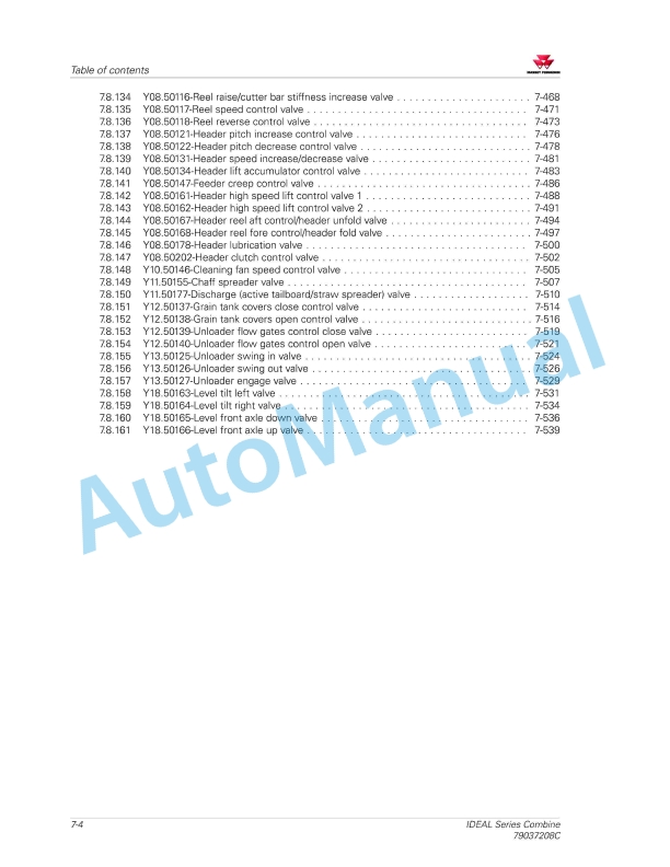 Massey Ferguson IDEAL Series Combine Workshop Service Manual 79037208C 2 Massey Ferguson IDEAL Series Combine Workshop Service Manual 79037208C - Image 2