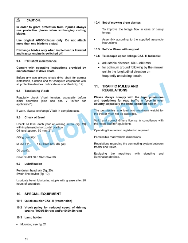 Massey Ferguson M 254 Drum Mower Operators Manual-3