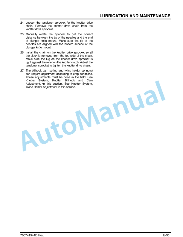Massey Ferguson MF 1800 Series Small Square Baler Operators Manual 700741544D-3