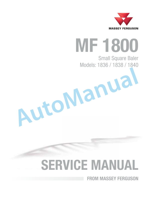 Massey Ferguson MF 1800 Small Square Baler Service Manual 4283565M1