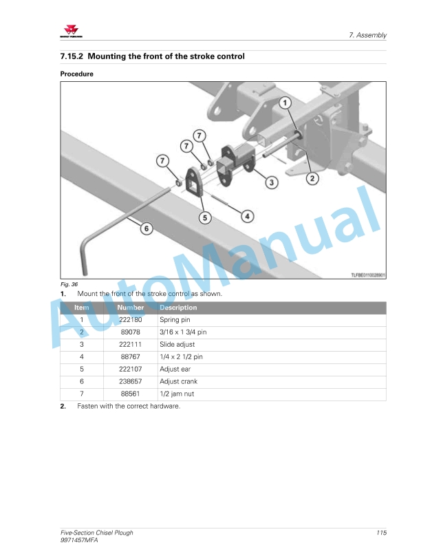 Massey Ferguson MF 2000 Series Chisel Plough Operators Manual 9971457MFA-3