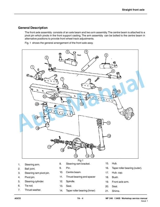 Massey Ferguson MF 240, 240S Tractor Workshop Service Manual 4283072M1-2