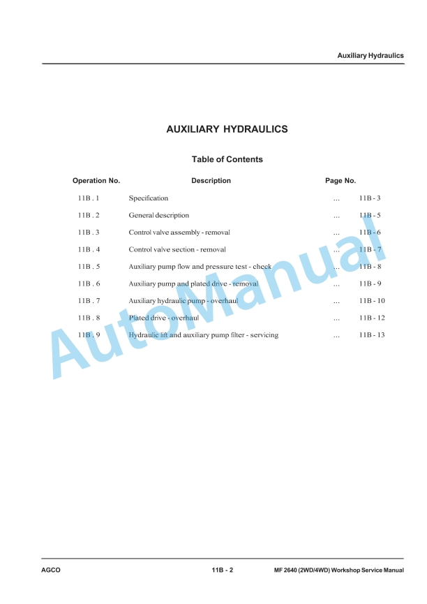 Massey Ferguson MF 2640 Workshop Service Manual 4 Massey Ferguson MF 2640 Workshop Service Manual - Image 4