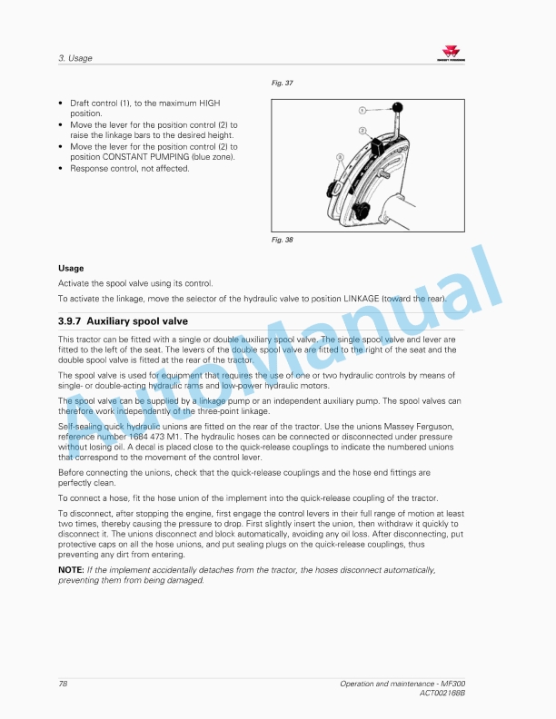 Massey Ferguson MF 300 Operation And Maintenance Manual ACT002168B-2