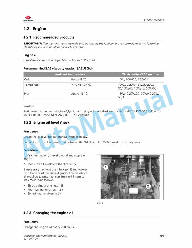 Massey Ferguson MF 300 Operation And Maintenance Manual ACT002168B-3