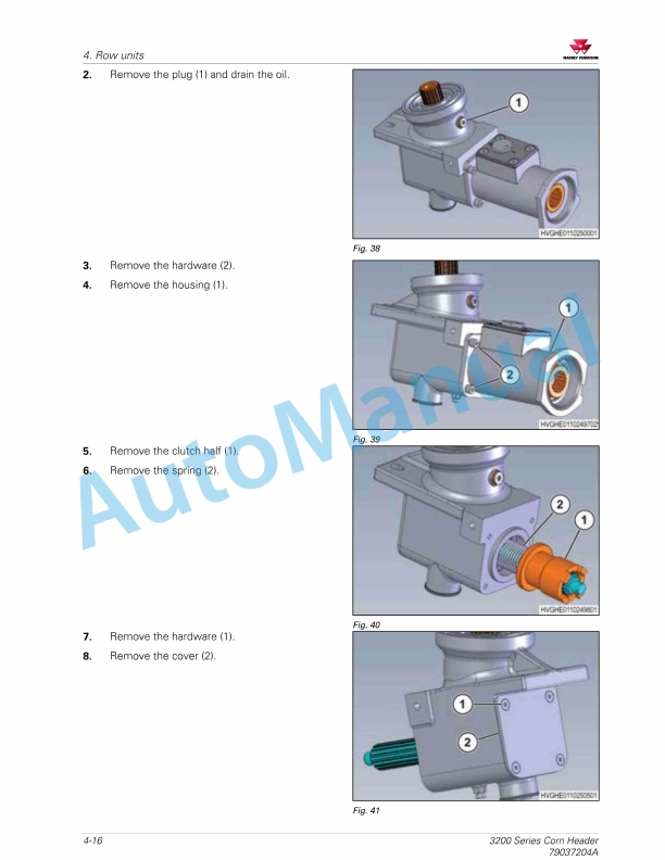 Massey Ferguson MF 3200 Series Corn Header Service Manual 79037204A-2