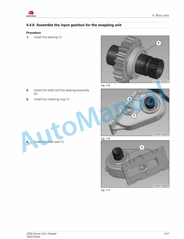 Massey Ferguson MF 3200 Series Corn Header Service Manual 79037204A-3