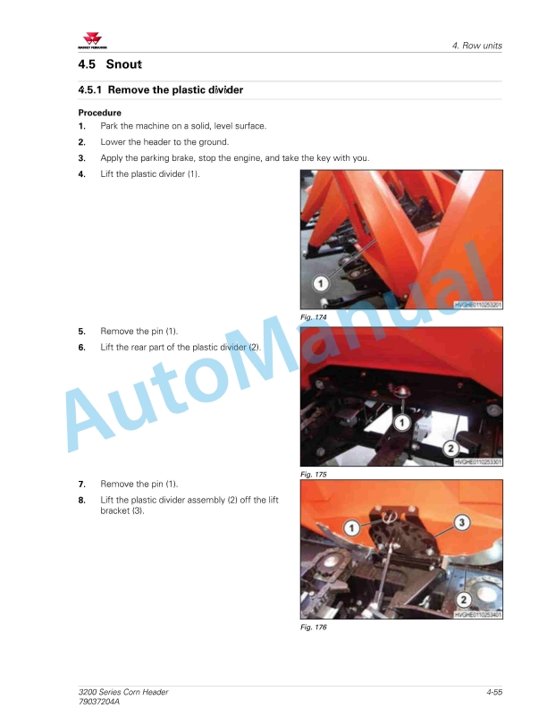 Massey Ferguson MF 3200 Series Corn Header Service Manual 79037204A-5