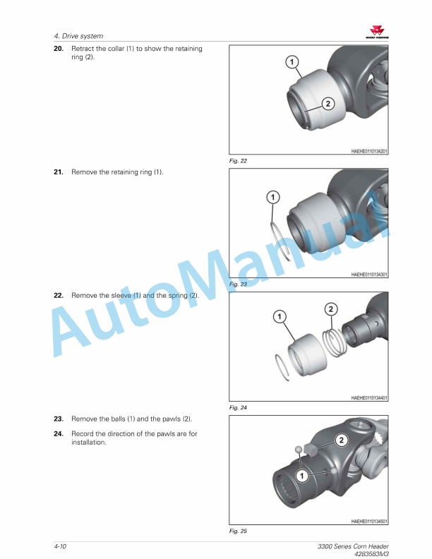 Massey Ferguson MF 3300 Series Corn Header Service Manual 4283583M3-2