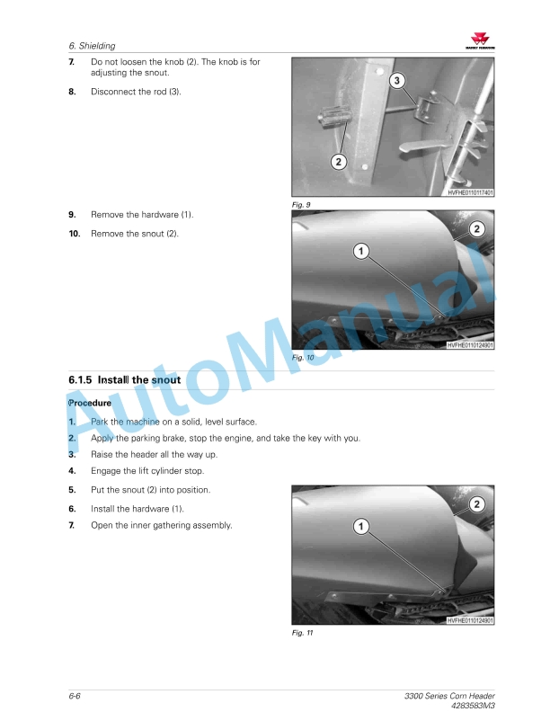 Massey Ferguson MF 3300 Series Corn Header Service Manual 4283583M3-3