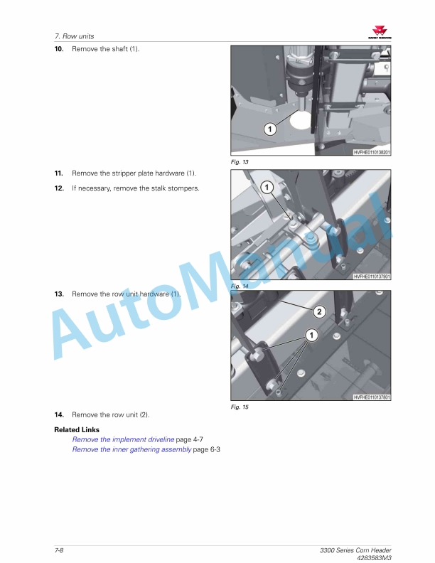 Massey Ferguson MF 3300 Series Corn Header Service Manual 4283583M3-4