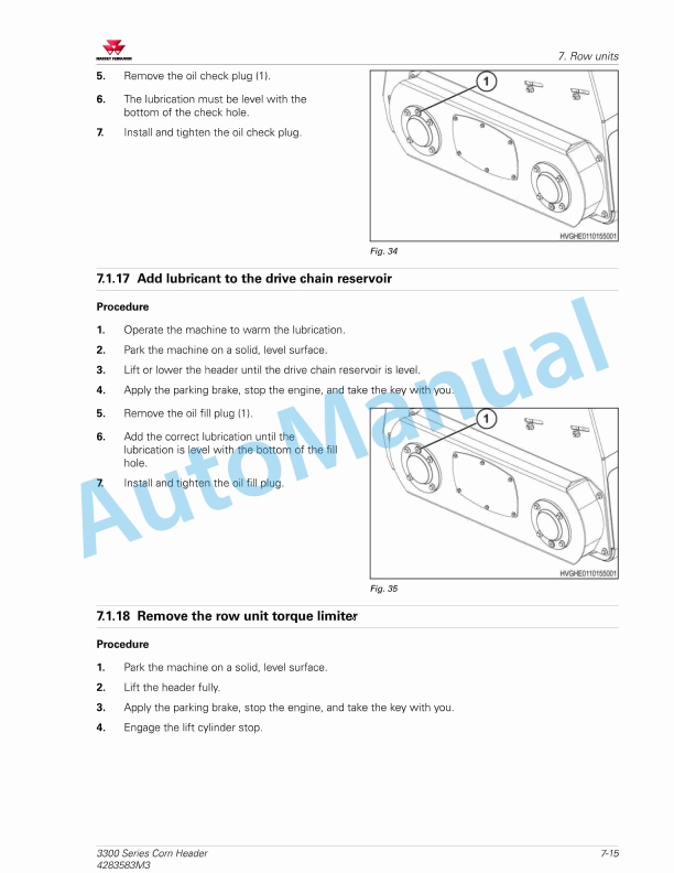 Massey Ferguson MF 3300 Series Corn Header Service Manual 4283583M3-5