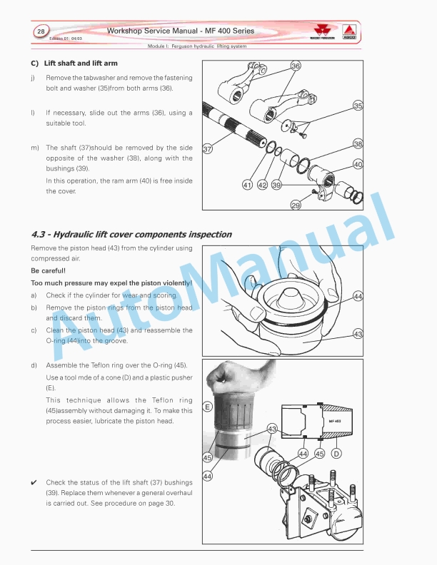 Massey Ferguson MF 400 Series Tractors Module A Workshop Service Manual 5 Massey Ferguson MF 400 Series Tractors Module A Workshop Service Manual - Image 5