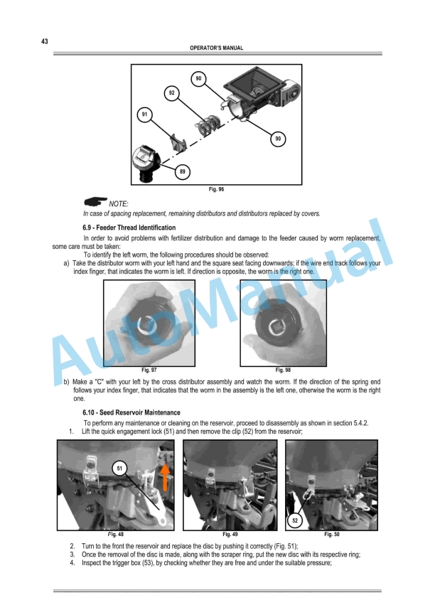 Massey Ferguson MF 400 Series Versions L Planter Spreader Operator Manual 96980078M-2