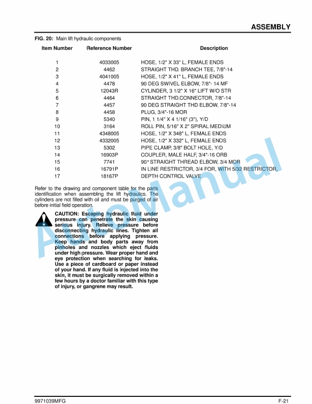 Massey Ferguson MF 4000 Series Disc Ripper Operators Manual 9971039MFG-2