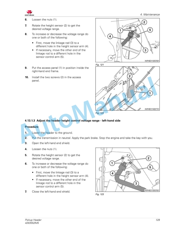 Massey Ferguson MF 4300 Pickup Header Operators Manual 4283552M5-4