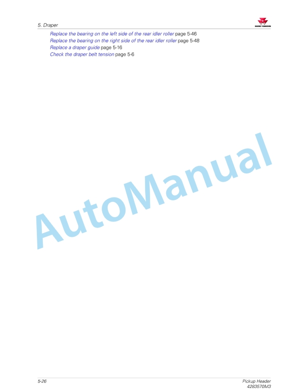 Massey Ferguson MF 4300 Pickup Header Workshop Service Manual 4283570M3-2