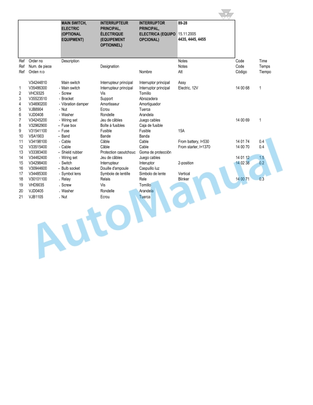 Massey Ferguson MF 4400 Tractor Repair Time Schedule-5