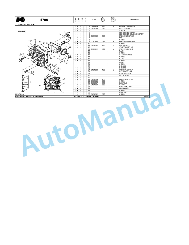 Massey Ferguson MF 4700 Repair Time Schedule ACT001292-2