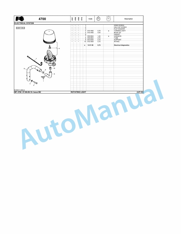 Massey Ferguson MF 4700 Repair Time Schedule ACT001292-3