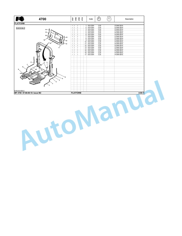 Massey Ferguson MF 4700 Repair Time Schedule ACT001292-4