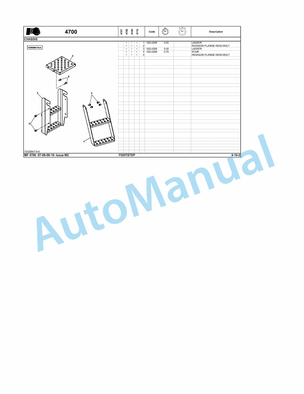 Massey Ferguson MF 4700 Repair Time Schedule ACT001292-5