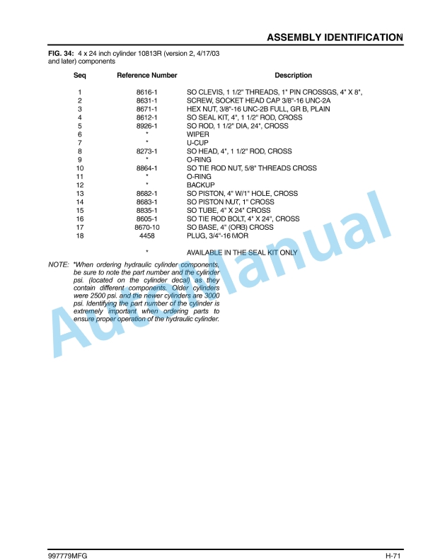 Massey Ferguson MF 5000 Series Field Cultivator Operators Manual 997779MFG-5