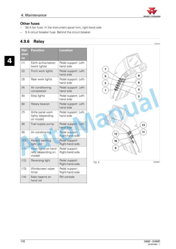 Massey Ferguson MF 5400 Operators Manual 4373019M2-5