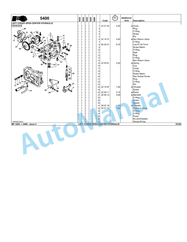 Massey Ferguson MF 5400 Repair Time Schedule 3378732M4-2