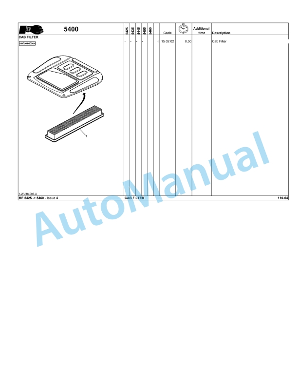 Massey Ferguson MF 5400 Repair Time Schedule 3378732M4-5
