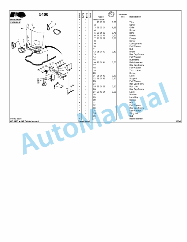 Massey Ferguson MF 5400 Repair Time Schedule 4346740M4-4