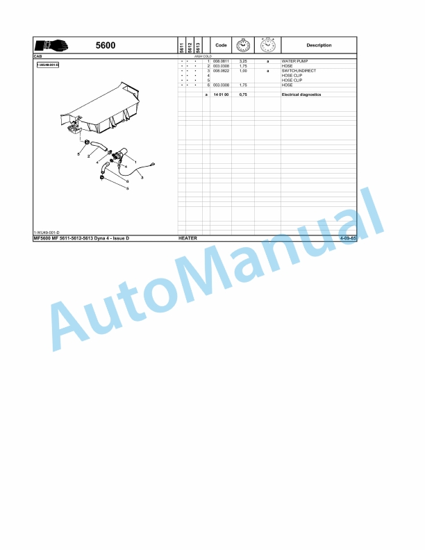Massey Ferguson MF 5600 Repair Time Schedule ACT000239-3