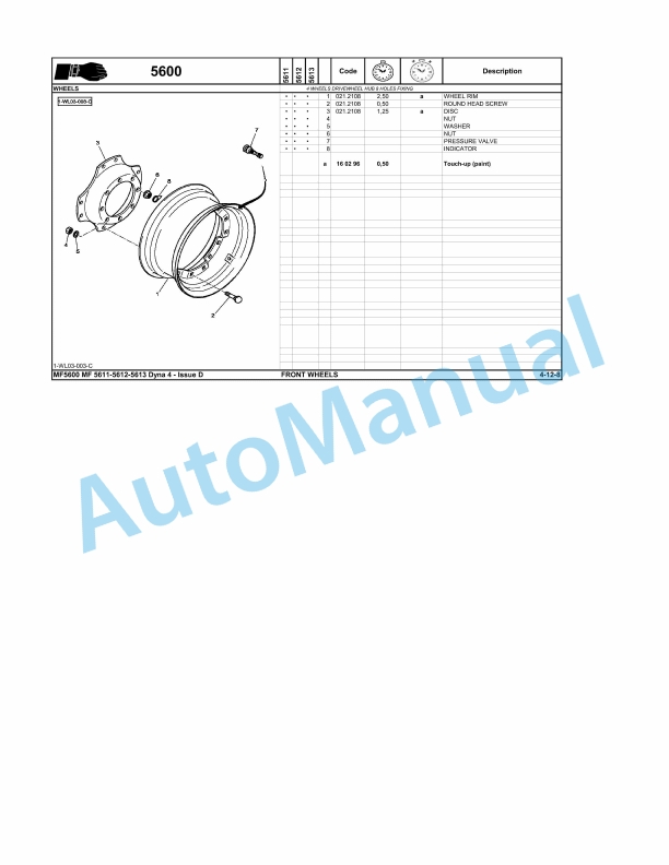 Massey Ferguson MF 5600 Repair Time Schedule ACT000239-5