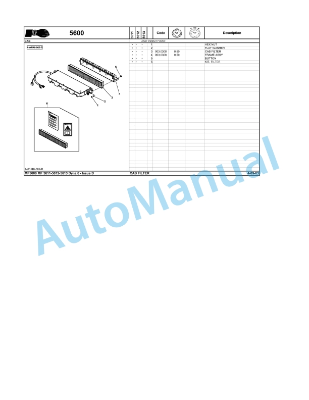 Massey Ferguson MF 5600 Repair Time Schedule ACT000246-3