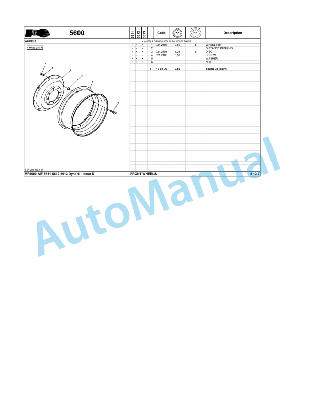 Massey Ferguson MF 5600 Repair Time Schedule ACT000246-5