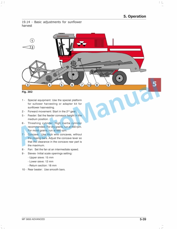 Massey Ferguson MF 5650 Combine Operator Manual 6300124M1-2