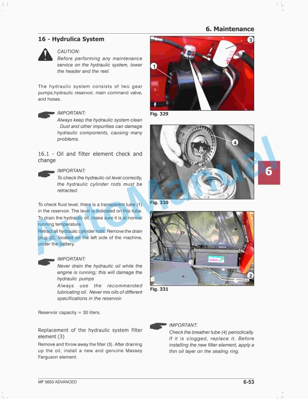 Massey Ferguson MF 5650 Combine Operator Manual 6300124M1-5