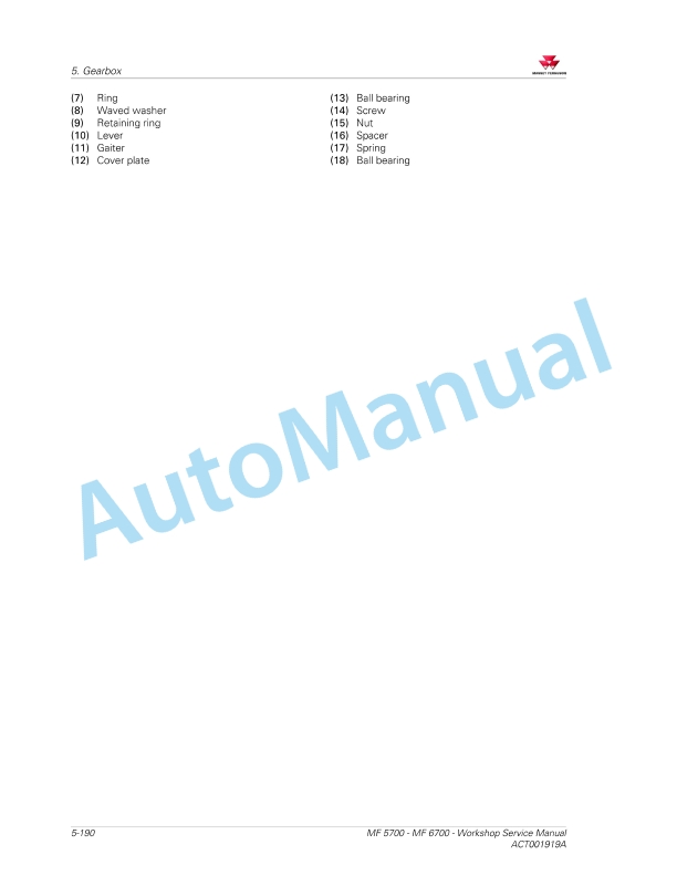 Massey Ferguson MF 5700 - MF 6700 Workshop Service Manual ACT001919A-2