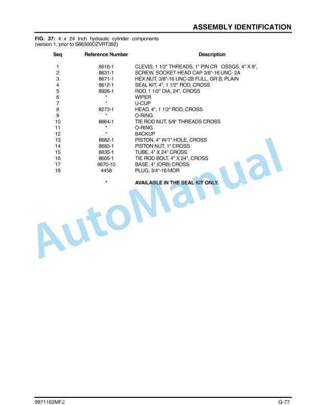 Massey Ferguson MF 6000 Series Vertical Tillage Tool Operators Manual 9971162MFJ-4