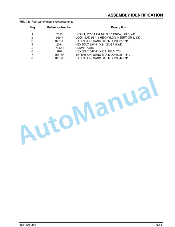 Massey Ferguson MF 6000 Series Vertical Tillage Tool Operators Manual 9971162MFJ-5