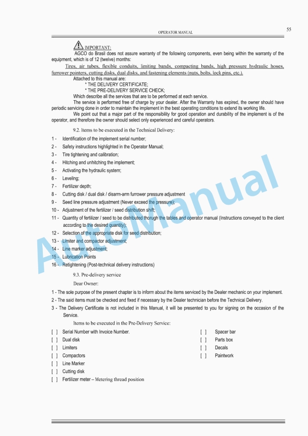Massey Ferguson MF 623, 627 M Multiple Planter Spreader Seeder Operator Manual-3
