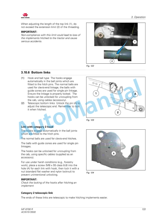 Massey Ferguson MF 6700 R Tractors Operators Manual ACW1513500-2