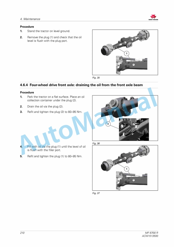 Massey Ferguson MF 6700 R Tractors Operators Manual ACW1513500-5
